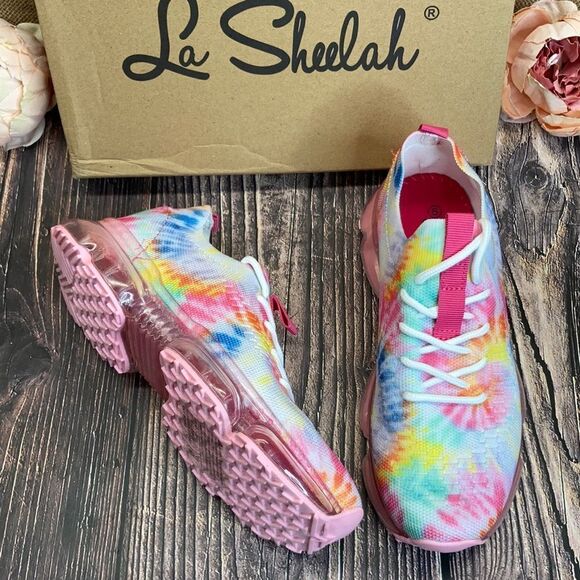NEW Bubble Air Cushion Lace Up Knitted multi-Color (Tie-Died) Sneaker - Picture 2 of 9